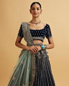 alt message - Mohey Women Teal Blue Floral Medallion Patterned Lehenga image number 1