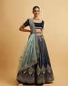 alt message - Mohey Women Teal Blue Floral Medallion Patterned Lehenga image number 2