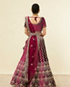 Mohey Women Wine Floral Embroidered Bridal Lehenga with Stone Work