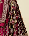 Wine Stone Work Lehenga image number 3