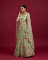 Mohey Women Pista Green Party Lehenga