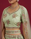 Mohey Women Pista Green Party Lehenga