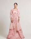 alt message - Mohey Women Pink Blossoms Bridal Lehenga image number 0