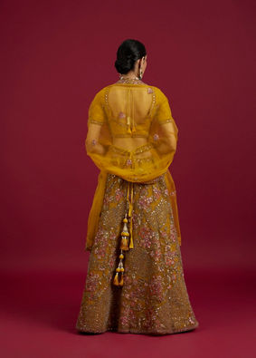 Mohey Women Elegant Mustard Yellow Festive Lehenga image number 4