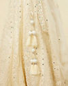 Mohey Women Dark Cream Floral Patterned Lehenga with Mirror work