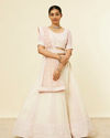 Mohey Women Cream Light Pink Floral Medallion Patterned Lehenga