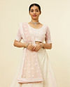 Mohey Women Cream Light Pink Floral Medallion Patterned Lehenga