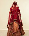 alt message - Mohey Women Bright Red Pink Imperial Paisley Patterned Bridal Lehenga image number 4