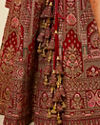 alt message - Mohey Women Bright Red Pink Imperial Paisley Patterned Bridal Lehenga image number 3