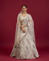 Beige Cream Sitara Embroidered Bridal Lehenga with Stone Work