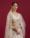 Mohey Women Beige Cream Sitara Embroidered Bridal Lehenga with Stone Work image number 1