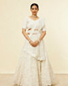 Ivory Cream Floral Printed Bridal Lehenga