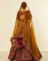Mohey Women Mustard Yellow Maroon Buta Motif Bridal Lehenga