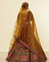 Mohey Women Mustard Yellow Maroon Paisley Patterned Bridal Lehenga