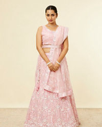 Mohey Women Light Pink Sitara Embroidered Lehenga