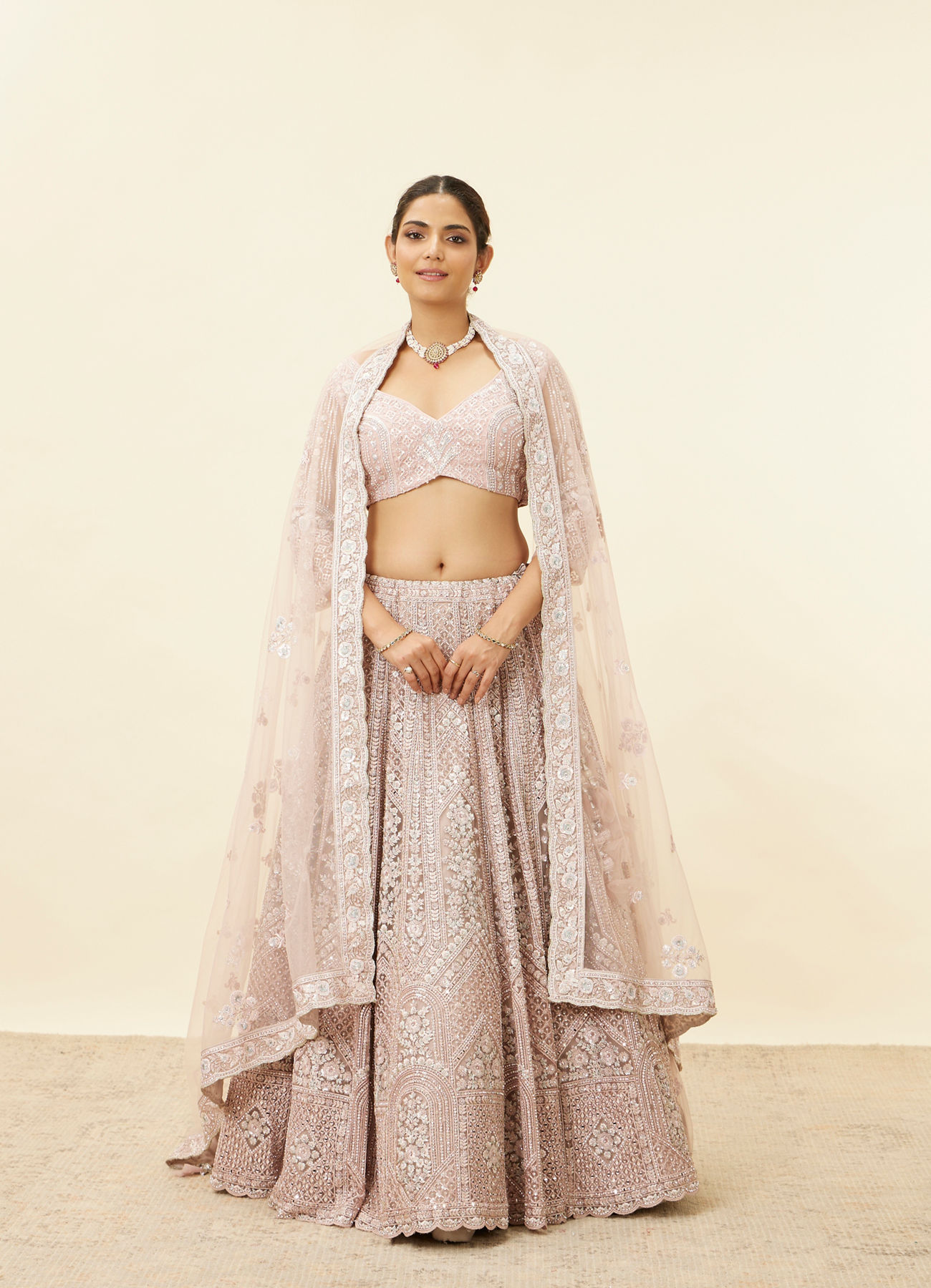 Mohey Women Lilac Purple Stone Work Lehenga