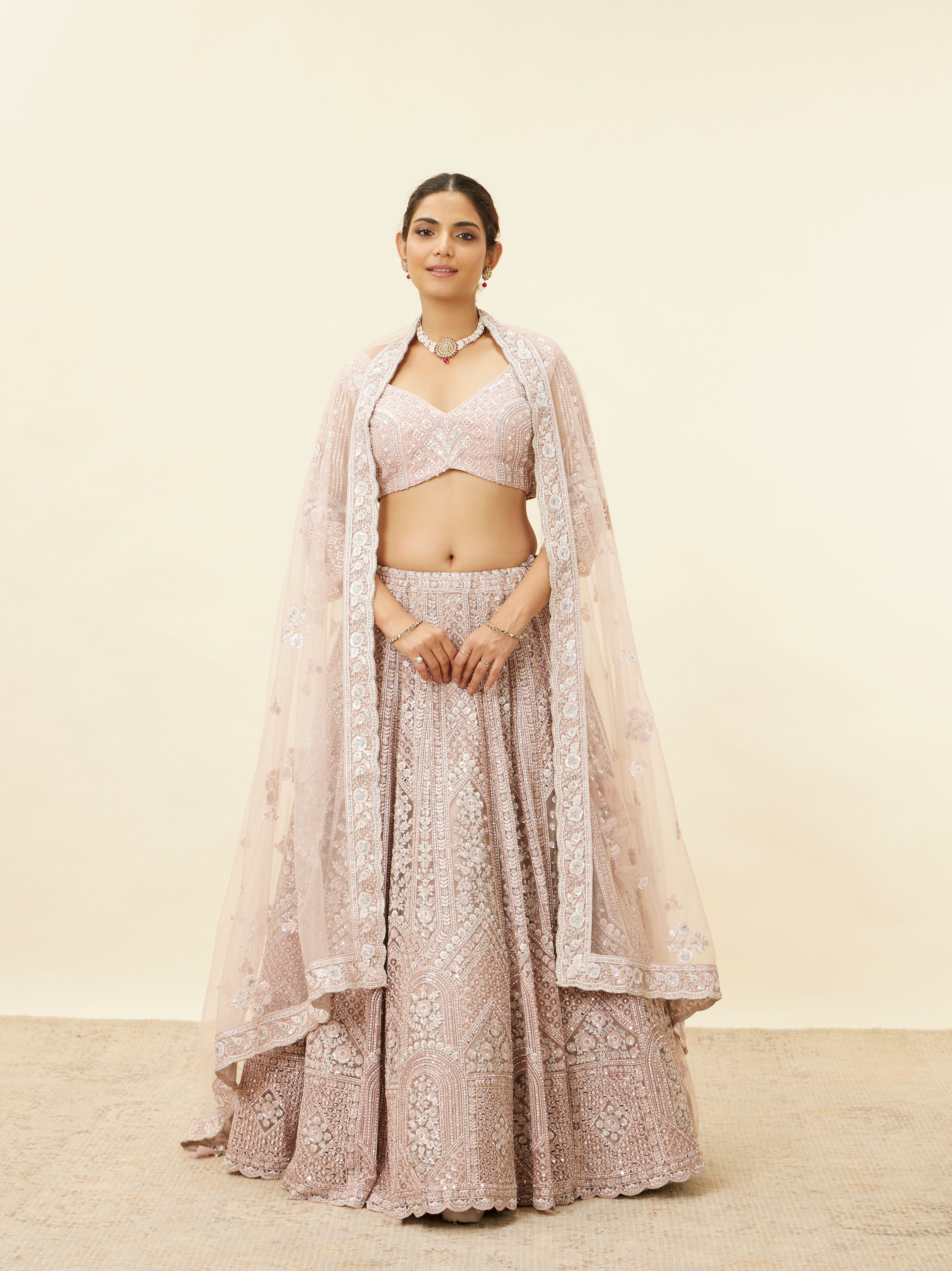 Mohey Women Lilac Purple Stone Work Lehenga