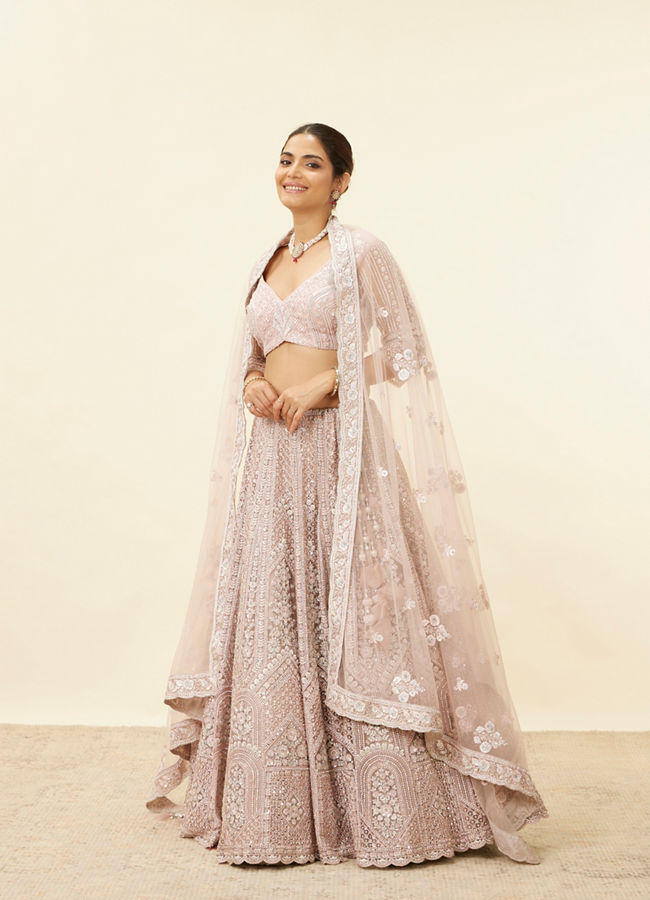 Mohey Women Lilac Purple Stone Work Lehenga