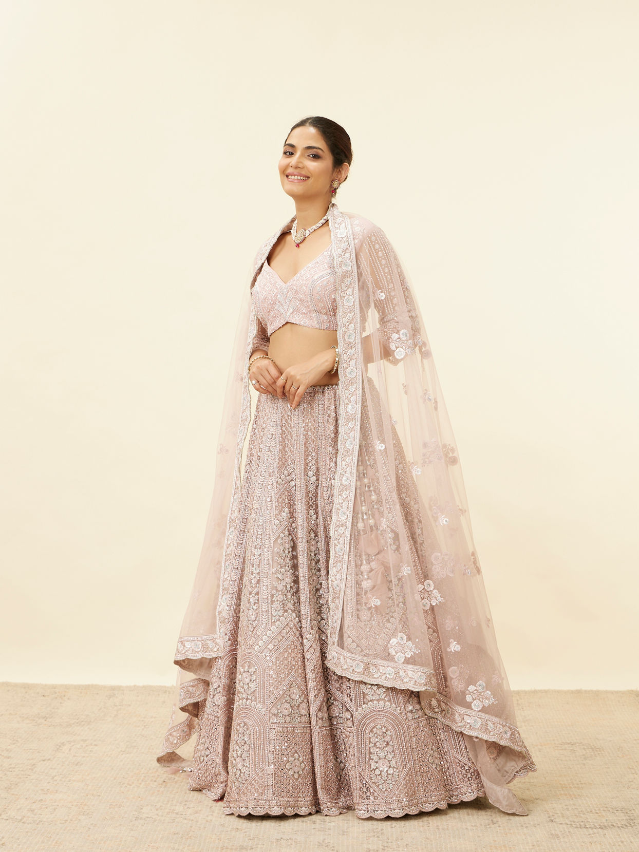 Mohey Women Lilac Purple Stone Work Lehenga