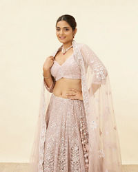 Mohey Women Lilac Purple Stone Work Lehenga