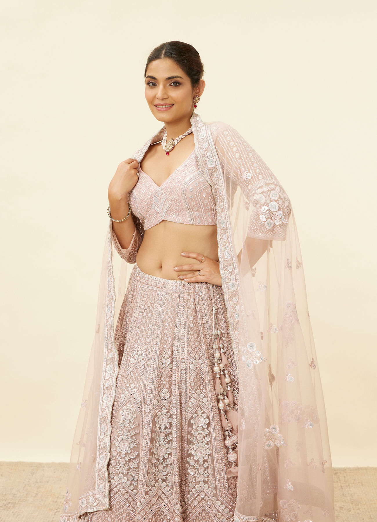 Mohey Women Lilac Purple Stone Work Lehenga
