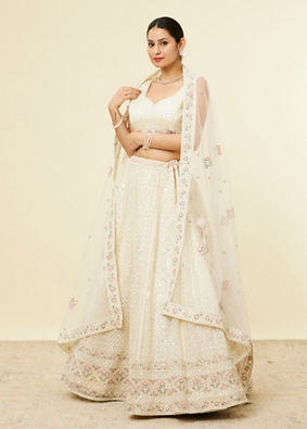 alt message - Mohey Women Dark Cream Sitara Embroidered Lehenga image number 2