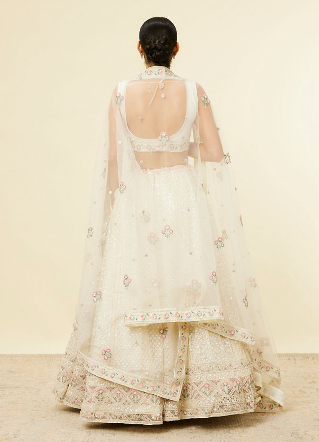 Mohey Women Dark Cream Sitara Embroidered Bridal Lehenga