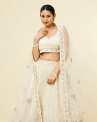 Mohey Women Dark Cream Sitara Embroidered Bridal Lehenga