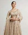 Mohey Women Sand Beige Paisley & Chevron Patterned Bridal Lehenga with Sequin Work image number 1