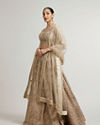 Mohey Women Sand Beige Paisley & Chevron Patterned Bridal Lehenga with Sequin Work image number 2