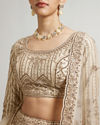 Mohey Women Sand Beige Paisley & Chevron Patterned Bridal Lehenga with Sequin Work image number 3