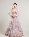 Majestic Purple Net Crop Top Lehenga with Thread and Zari Work