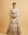 alt message - Mohey Women Beige Cream Sitara Embroidered Lehenga image number 0