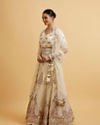 Mohey Women Beige Cream Sitara Embroidered Bridal Lehenga