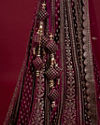 Mohey Women Radiant Wine Velvet Lehenga image number 4