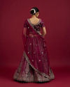 Mohey Women Radiant Wine Velvet Lehenga