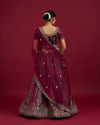 Mohey Women Radiant Wine Velvet Lehenga image number 5