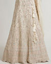 Mohey Women Cream White Paisley Lehenga with Sequin Work And Scalloped Hem