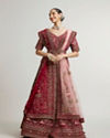 Maroon Red Bridal Aari Embroidered Lehenga with Imperial And Jaali Motifs