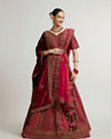 Rani Pink Zari Embroidered Lehenga with Sequin Work And Dual Dupattas