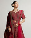 Mohey Women Rani Pink Zari Embroidered Lehenga with Sequin Work And Dual Dupattas