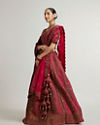 Mohey Women Rani Pink Zari Embroidered Lehenga with Sequin Work And Dual Dupattas