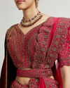 Mohey Women Rani Pink Zari Embroidered Lehenga with Sequin Work And Dual Dupattas