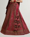 Mohey Women Rani Pink Zari Embroidered Lehenga with Sequin Work And Dual Dupattas