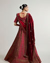 Mohey Women Rani Pink Zari Embroidered Lehenga with Sequin Work And Dual Dupattas