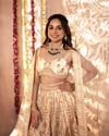 alt message - Mohey Women Dark Cream Paisley Leaf Patterned Lehenga image number 2