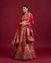 Mohey Women Carnation Pink Aari Embroidered Lehenga image number 2