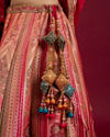 Mohey Women Carnation Pink Aari Embroidered Benarasi Lehenga