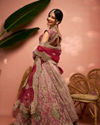 alt message - Mohey Women Exquisite Dusty Light Pink Velvet Crop Top Lehenga with Embroidery image number 2