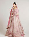 alt message - Mohey Women Exquisite Dusty Light Pink Velvet Crop Top Bridal Lehenga with Embroidery image number 2